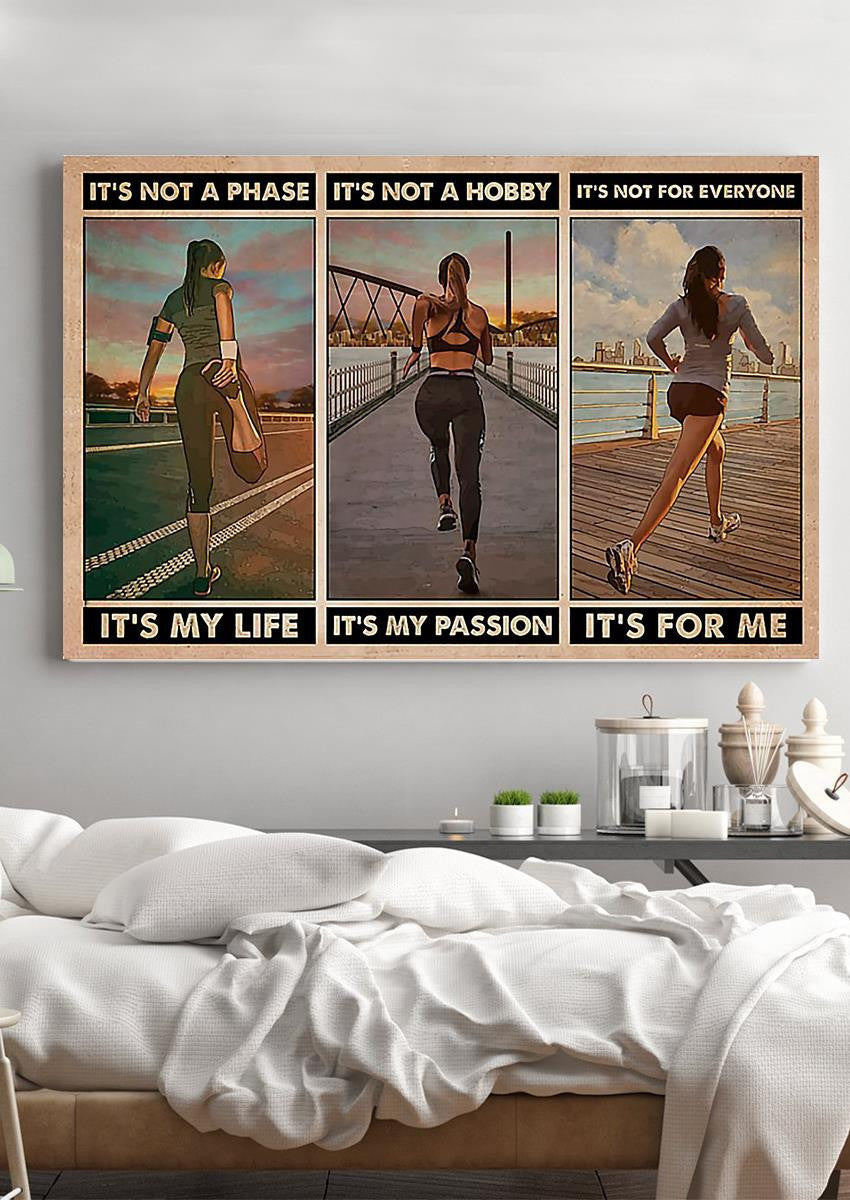 It's Not Phase It's My Life Inspiration Quote Wall Art Gift For Marathon Runner Home Decor Framed Prints, Canvas