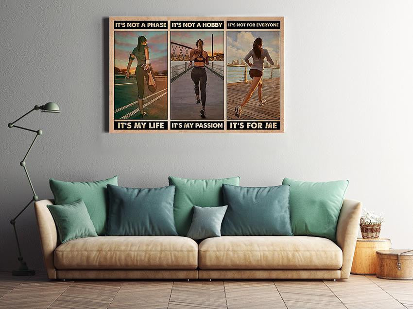 It's Not Phase It's My Life Inspiration Quote Wall Art Gift For Marathon Runner Home Decor Framed Prints, Canvas