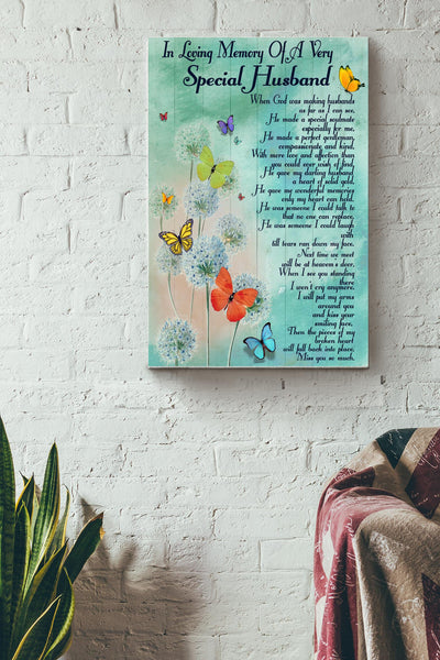 In Living Memory Of A Very Special Husband Canvas Gallery Wrapped Canvas Framed Gift Idea