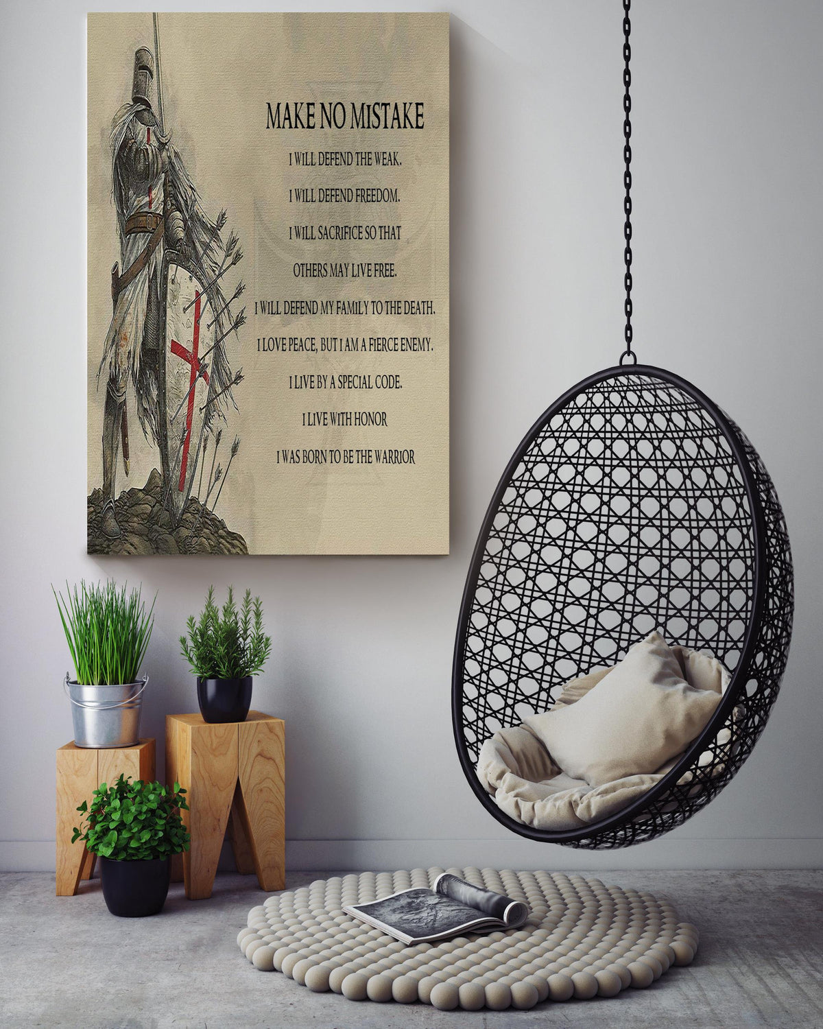 Make No Mistake Motivation Quote Wall Art Gift For Soldier Fighter Warrior Canvas Framed Prints, Canvas