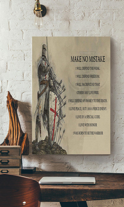 Make No Mistake Motivation Quote Wall Art Gift For Soldier Fighter Warrior Canvas Framed Prints, Canvas