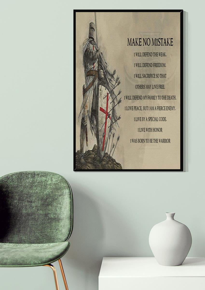 Make No Mistake Motivation Quote Wall Art Gift For Soldier Fighter Warrior Canvas Framed Prints, Canvas