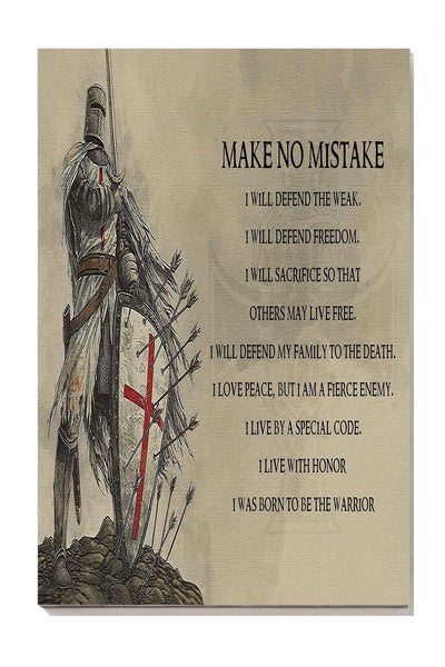 Make No Mistake Motivation Quote Wall Art Gift For Soldier Fighter Warrior Canvas Framed Prints, Canvas