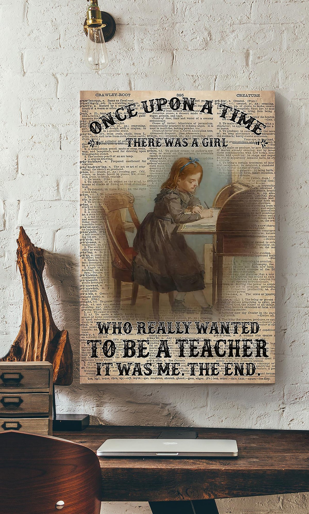 Once Upon A Time There Was A Girl Who Really Want To Be A Teacher Gift For Teacher Classroom Decor Canvas Gallery Wrapped Canvas Framed Gift Idea