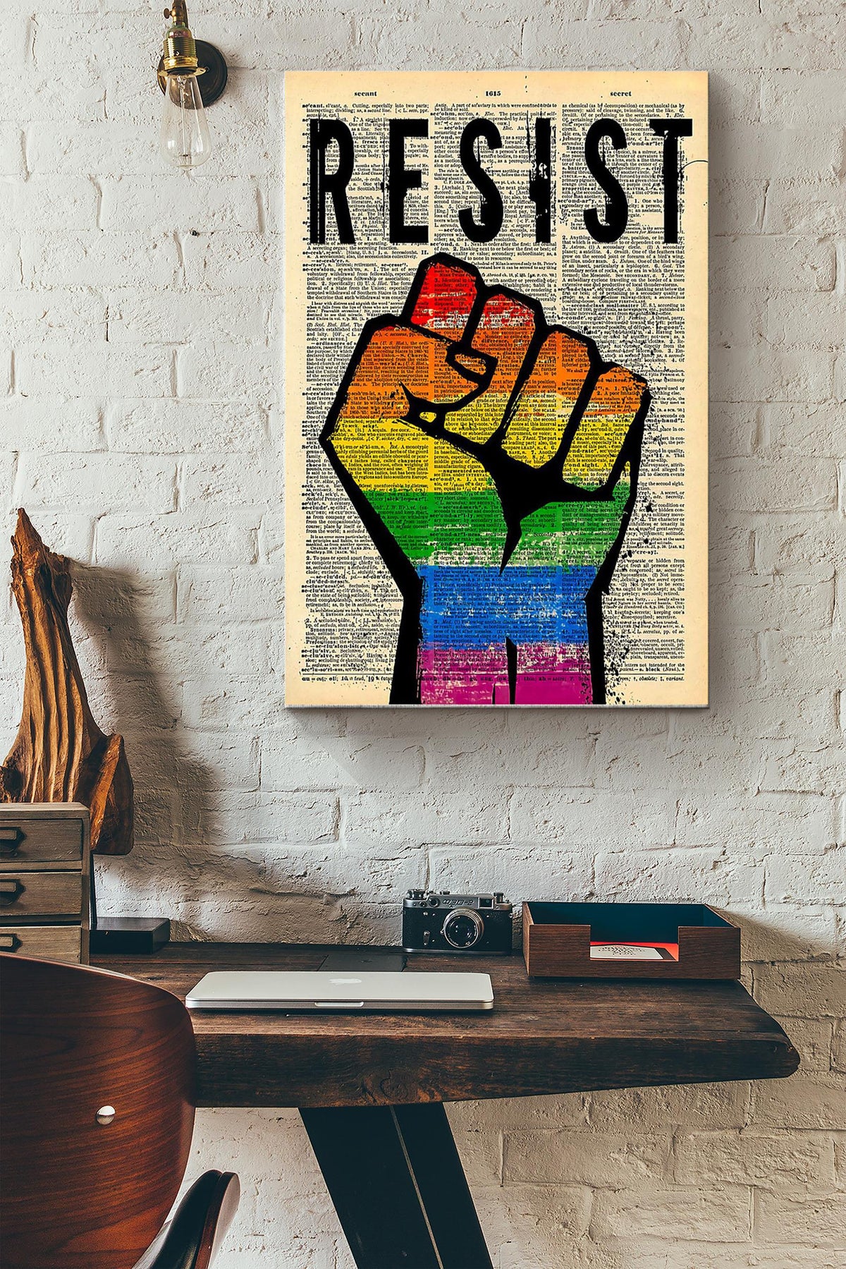 Lgbtqia Resist For Their Rights Poster - Lgbtqia Wall Art Canvas - Gift For Lesbian Gay Bisexual Transgender Intersex Asexual People Pride Month Slogan Lgbt Ally Canvas Gallery Wrapped Canvas Framed Gift Idea Framed Prints, Canvas