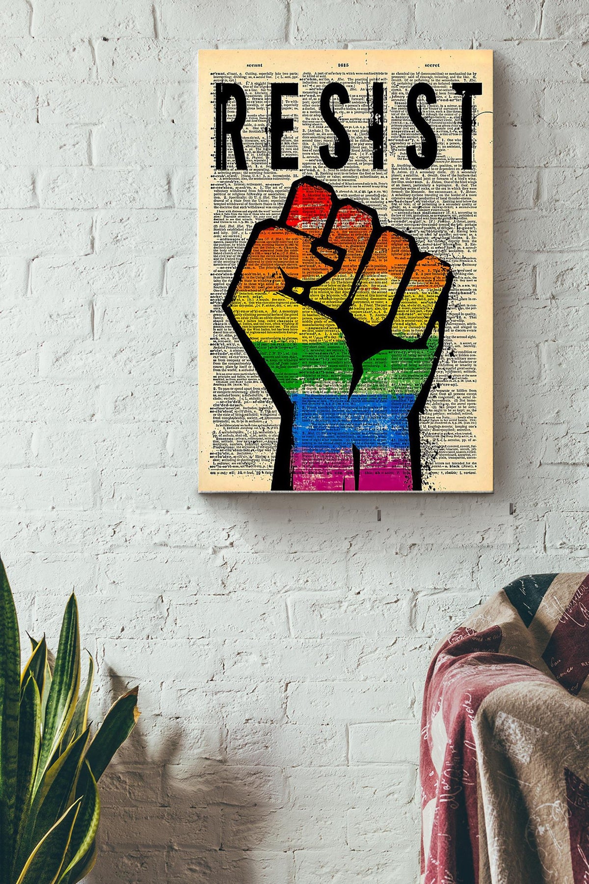 Lgbtqia Resist For Their Rights Poster - Lgbtqia Wall Art Canvas - Gift For Lesbian Gay Bisexual Transgender Intersex Asexual People Pride Month Slogan Lgbt Ally Canvas Gallery Wrapped Canvas Framed Gift Idea Framed Prints, Canvas