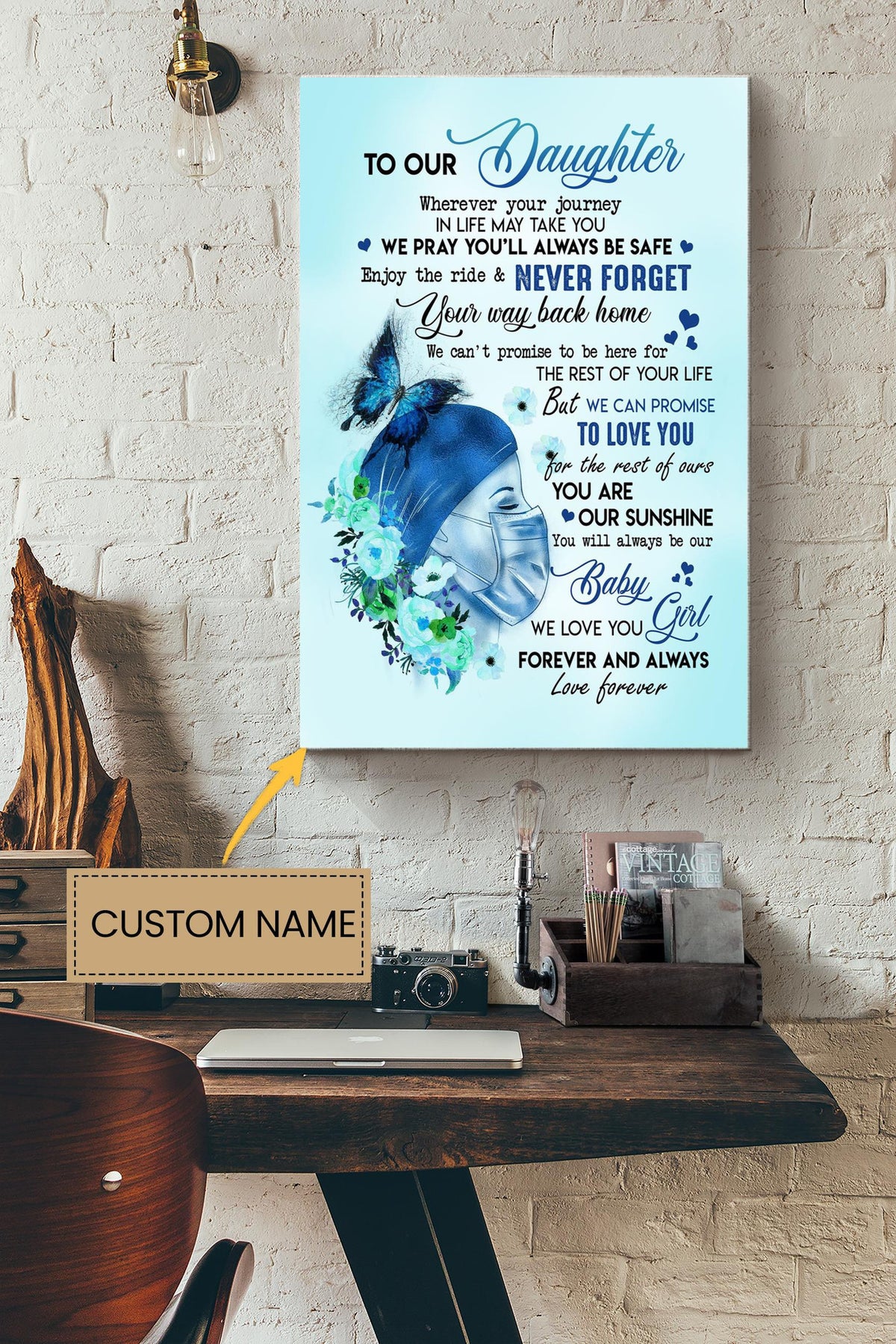 Personalized Gift Mom And Dad To Daughter Nurse Fleece Blanket You Poster - Family Wall Art - Gift For Daughter Birthday Home Decor Canvas Gallery Wrapped Canvas Framed Gift Idea Framed Prints, Canvas