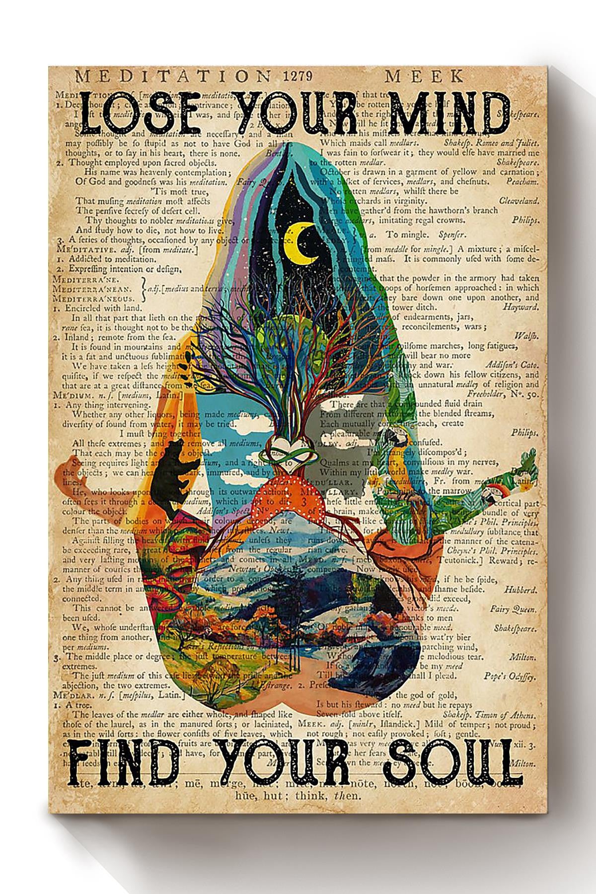 Lose My Mind And Find My Soul Meditation Wall Art Gift For Home Yoga Yoga Lover Canvas Framed Prints, Canvas