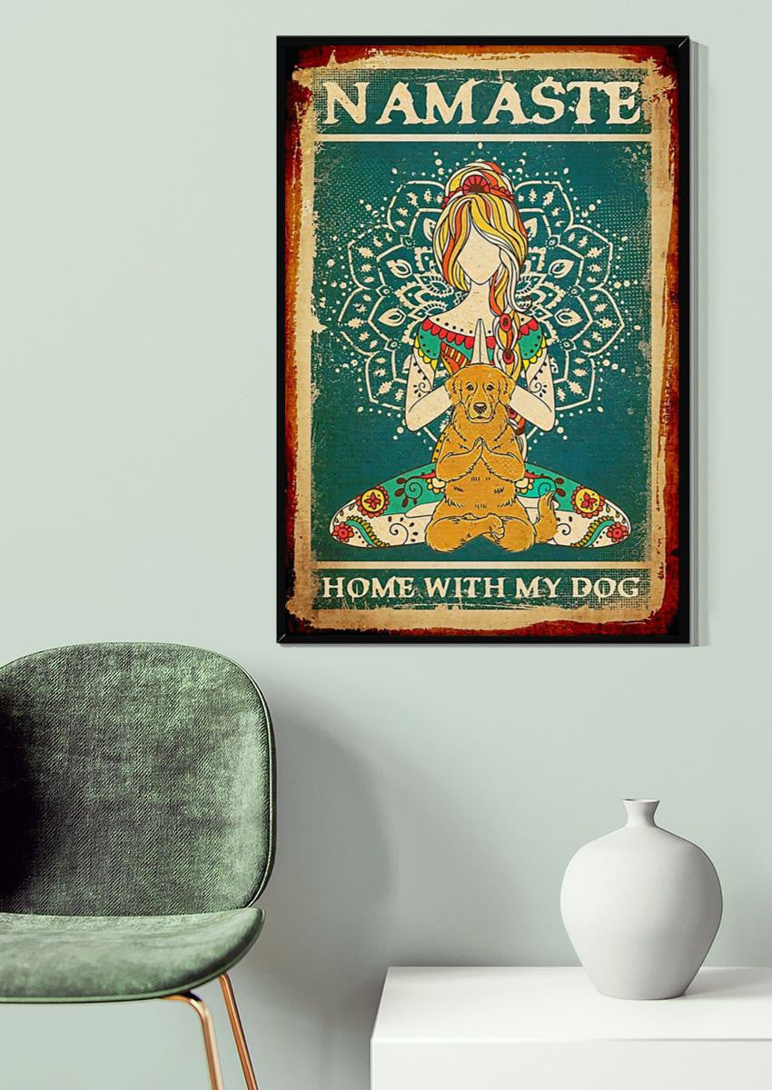 Namaste Home With My Dog Hippie Soul Print For Yoga Girl Who Loves Dog Canvas