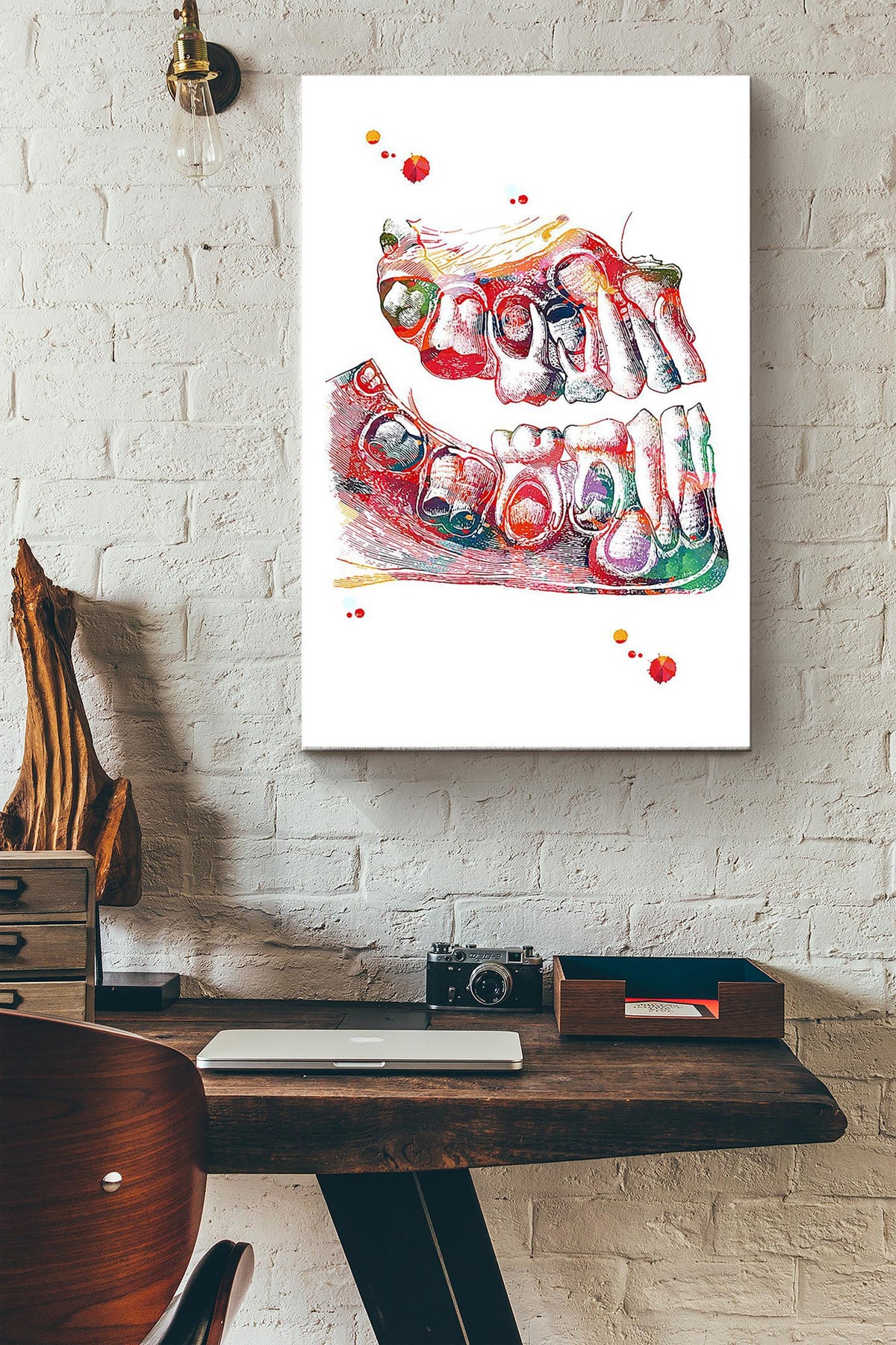Jaw Bone And Teeth Color Art Dentist Poster Canvas Gallery Wrapped Canvas Framed Gift Idea