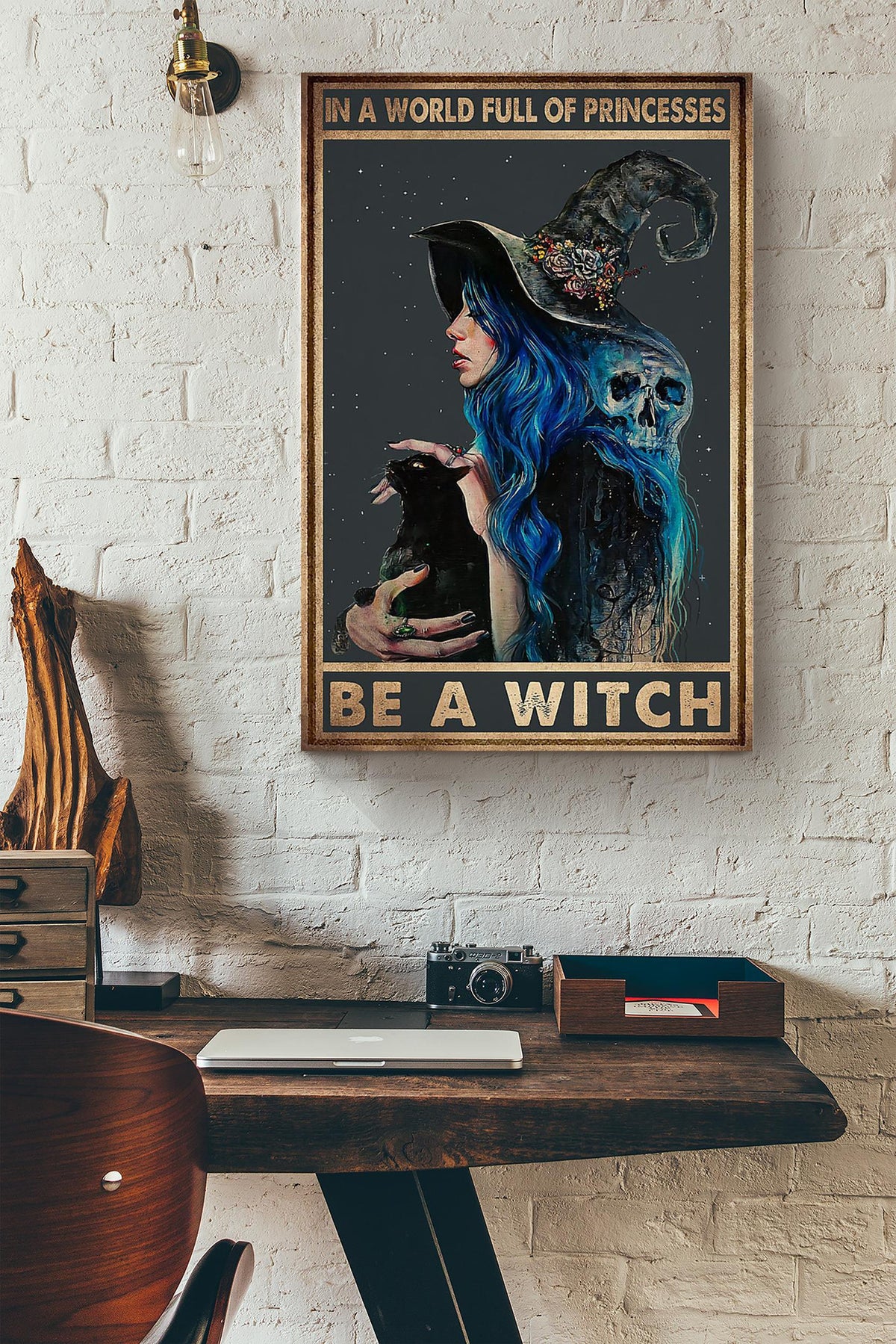 In A World Full Of Princess Be A Witch Halloween Wall Decor Gift For Pumpkin Carving Ideas Halloween Decorations Haunted Houses Canvas
