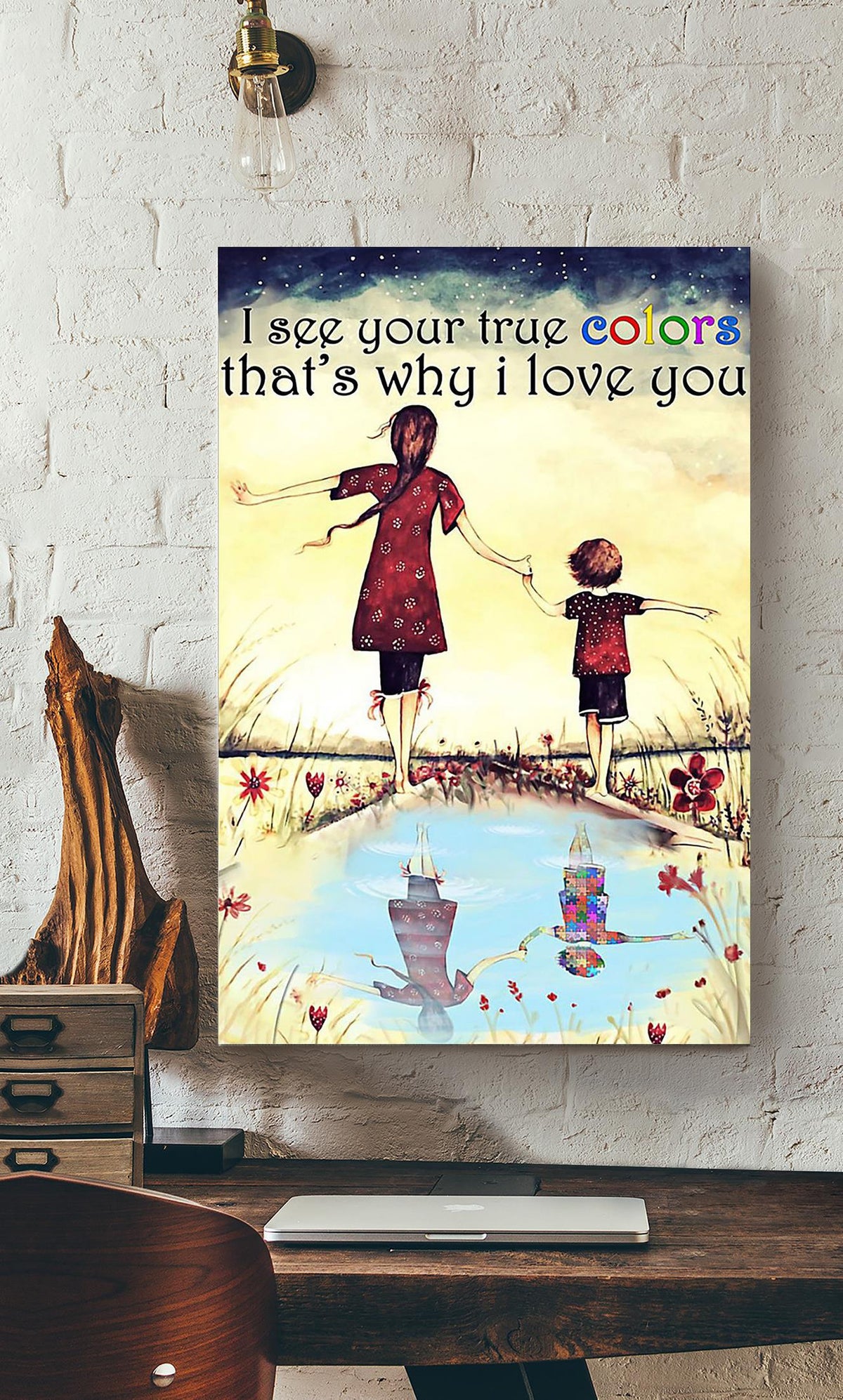 I See Your True Colors That's Why I Love You Loving Quote From Family To Autism Child Autism Awareness Canvas