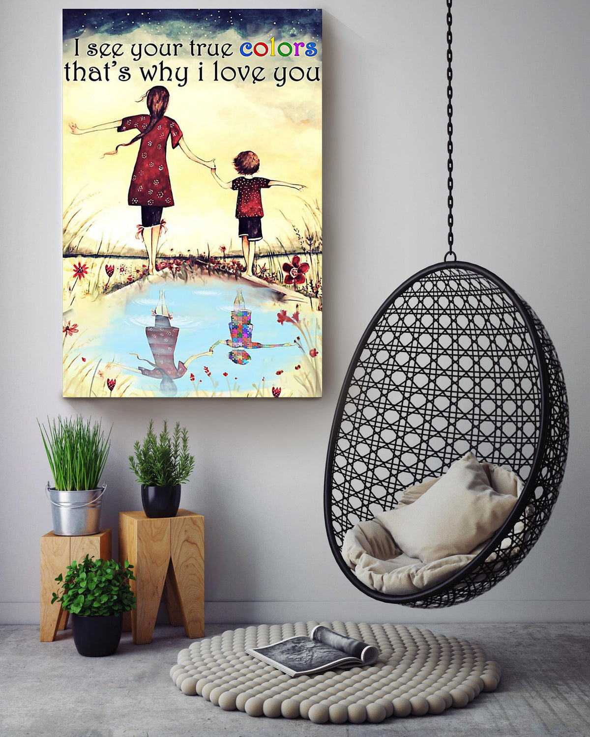 I See Your True Colors That's Why I Love You Loving Quote From Family To Autism Child Autism Awareness Canvas