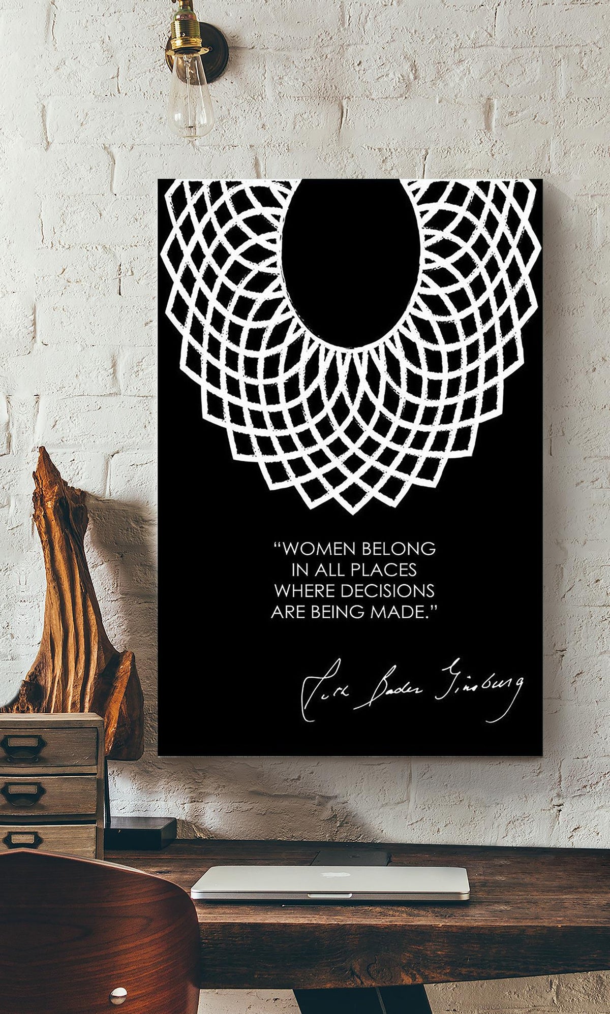 Rbg Women Belong In All Places Motivation Quote Wall Art For Home Decor Housewarming 04 Canvas Framed Prints, Canvas