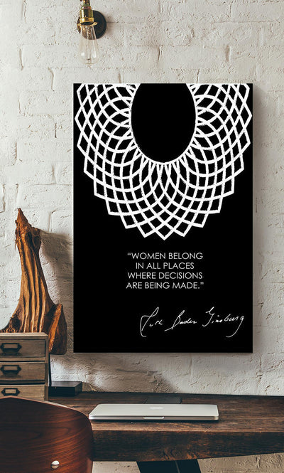 Rbg Women Belong In All Places Motivation Quote Wall Art For Home Decor Housewarming 04 Canvas Framed Prints, Canvas