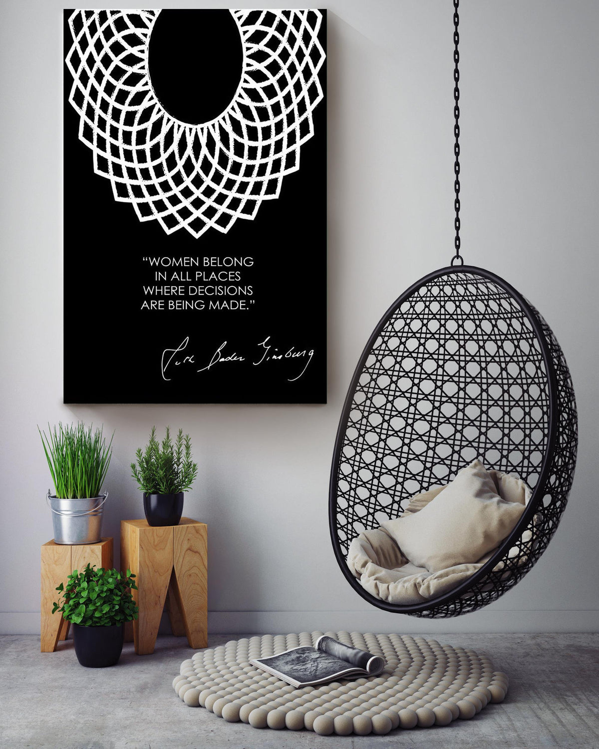 Rbg Women Belong In All Places Motivation Quote Wall Art For Home Decor Housewarming 04 Canvas Framed Prints, Canvas