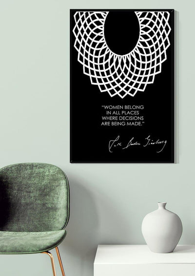 Rbg Women Belong In All Places Motivation Quote Wall Art For Home Decor Housewarming 04 Canvas Framed Prints, Canvas