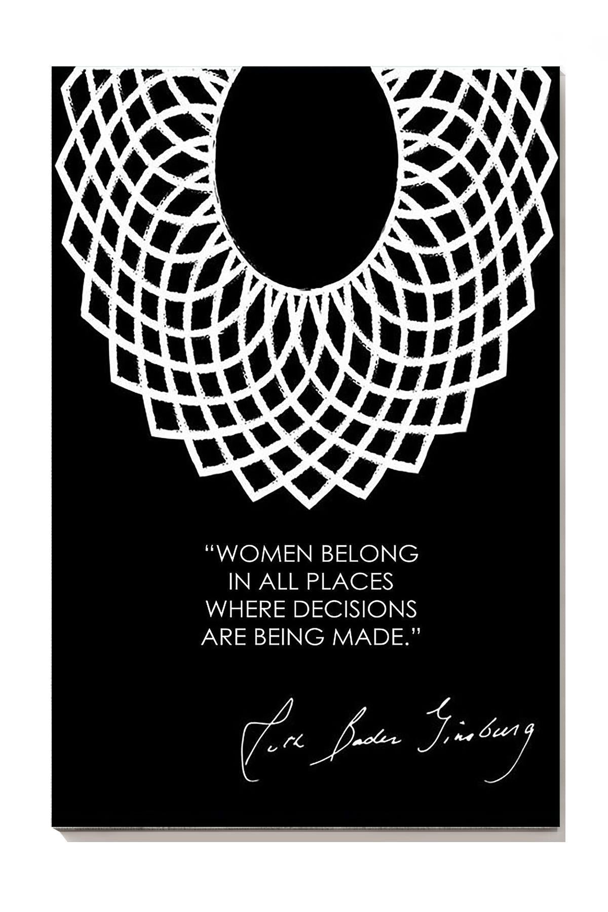 Rbg Women Belong In All Places Motivation Quote Wall Art For Home Decor Housewarming 04 Canvas Framed Prints, Canvas