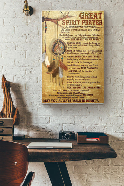 Native American Great Spirit Prayer Vintage Poster Canvas Gallery Wrapped Canvas Framed Gift Idea