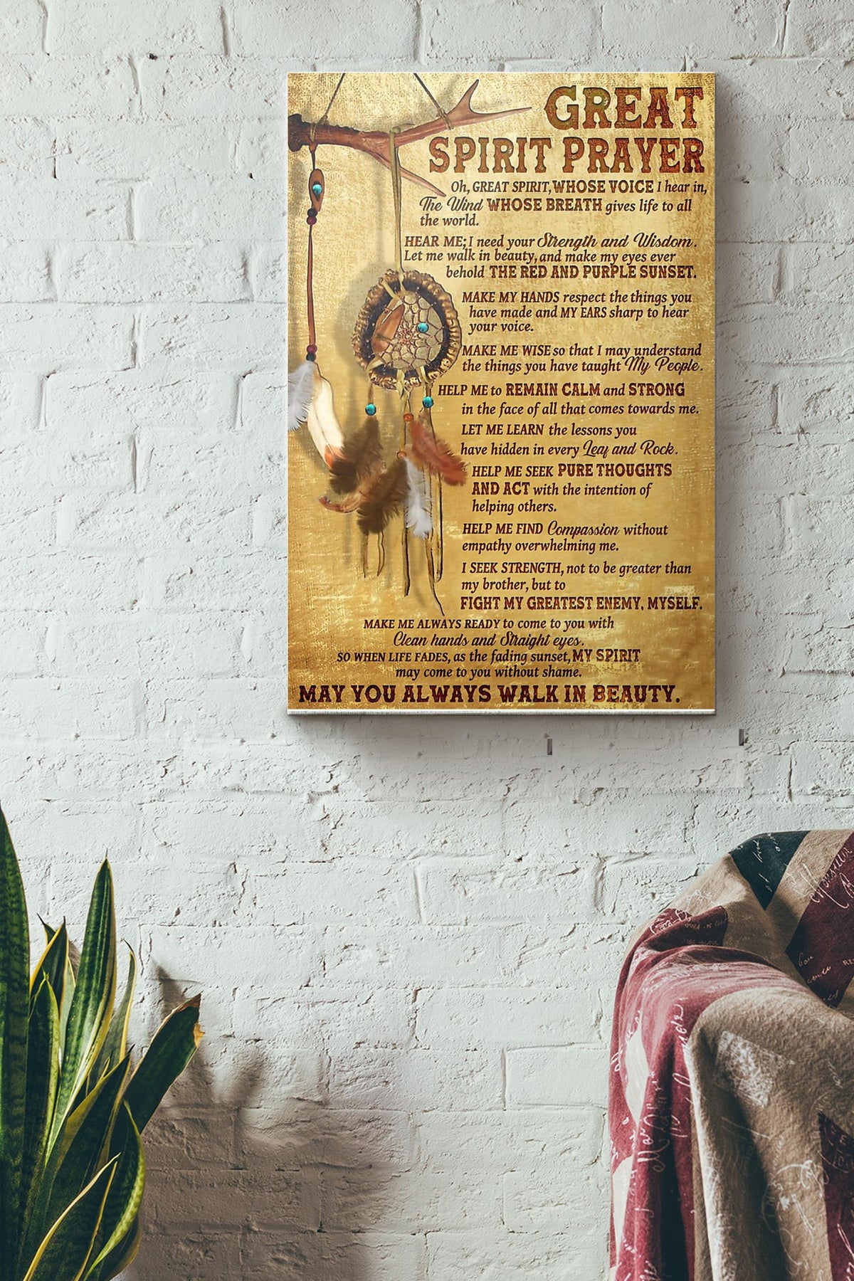 Native American Great Spirit Prayer Vintage Poster Canvas Gallery Wrapped Canvas Framed Gift Idea