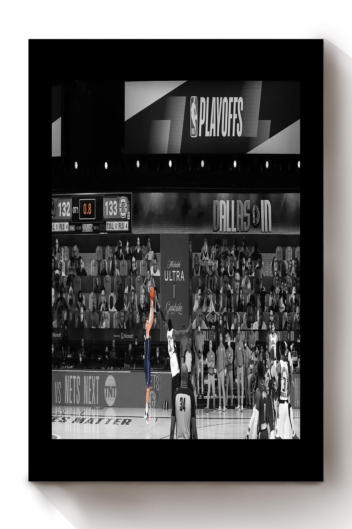 Luka Doncic Buzzer Beater Vs Clippers Poster Sport Wall Art Gift For Basketball Player, Luka Doncic Fan, Clipper Fan Canvas Framed Prints, Canvas