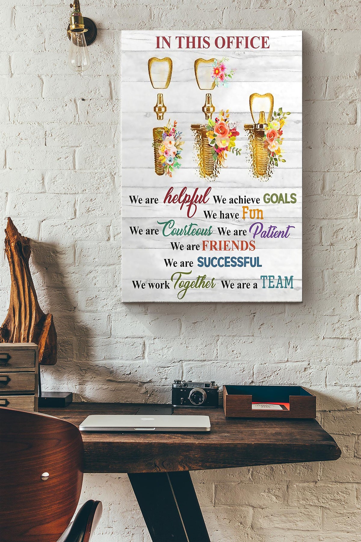 In This Office We Are A Team Dentist Poster Canvas Gallery Wrapped Canvas Framed Gift Idea