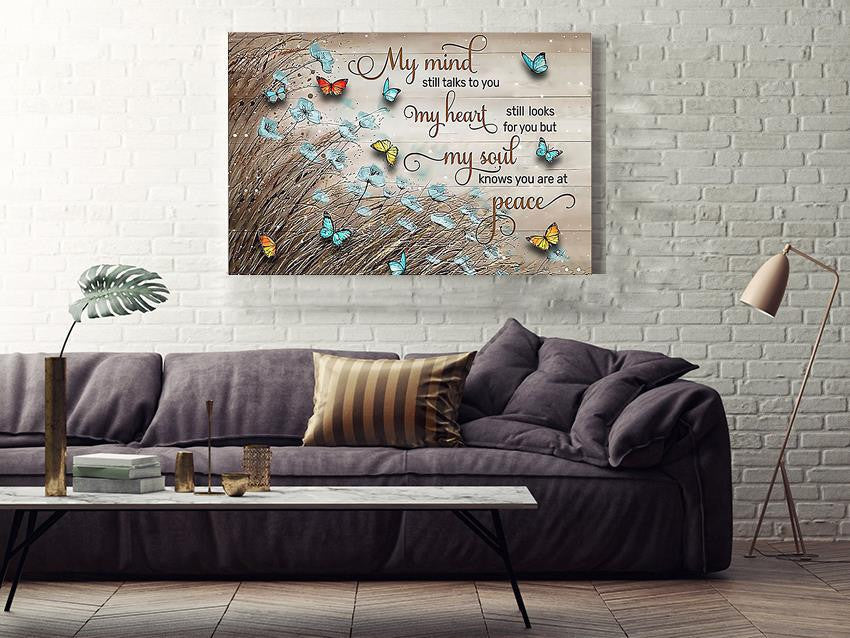 My Soul Knows You Are At Peace Memorial Quote Wall Art Gift For Memorial Day Framed Prints, Canvas