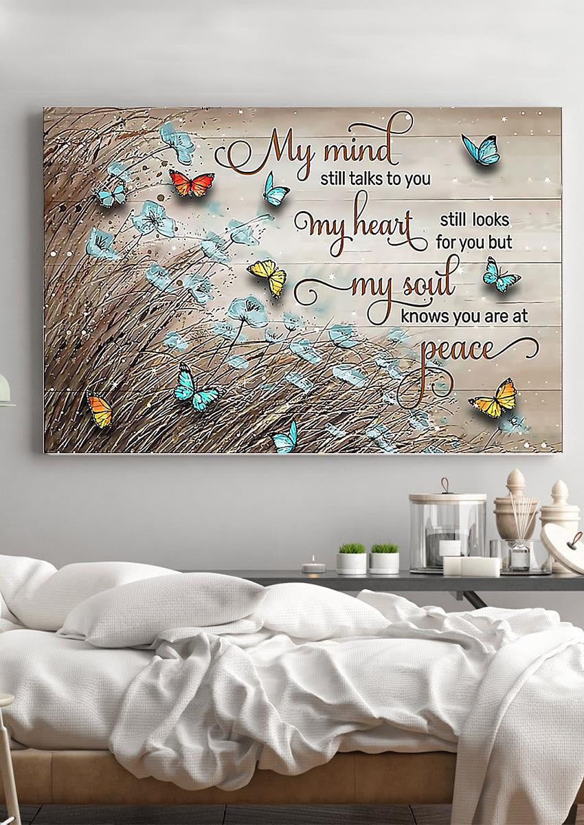My Soul Knows You Are At Peace Memorial Quote Wall Art Gift For Memorial Day Framed Prints, Canvas