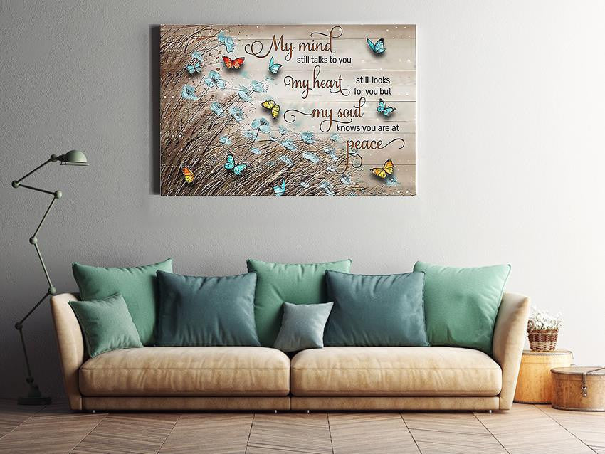 My Soul Knows You Are At Peace Memorial Quote Wall Art Gift For Memorial Day Framed Prints, Canvas