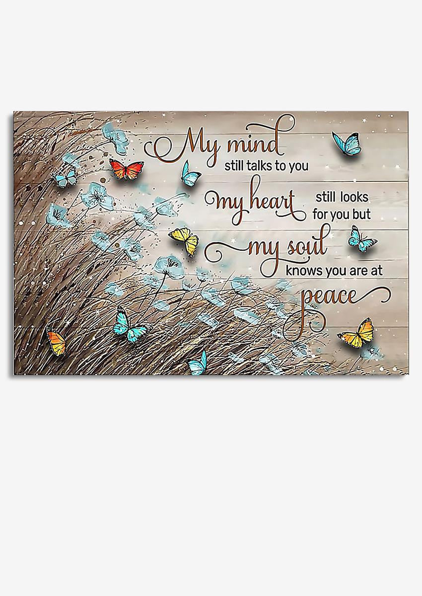 My Soul Knows You Are At Peace Memorial Quote Wall Art Gift For Memorial Day Framed Prints, Canvas