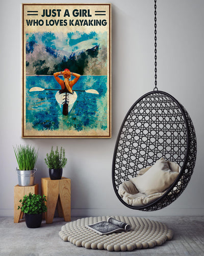 Just A Girl Who Loves Kayaking Wall Art For Kayaking Lover Beach House Decor Birthday Gift Canvas Gallery Wrapped Canvas Framed Gift Idea Framed Prints, Canvas