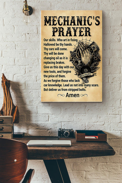 Mechanics Prayer Art In Fixing Mechanical Engineer Wall Art Gift For Men Fathers Day Husband Car Repair Shop Car Lover Canvas Gallery Wrapped Canvas Framed Gift Idea Framed Prints, Canvas
