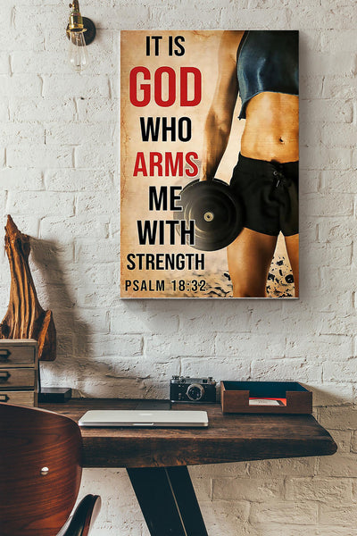 It Is God Who Arms Me With Strength Lifting Poster Canvas Gallery Wrapped Canvas Framed Gift Idea