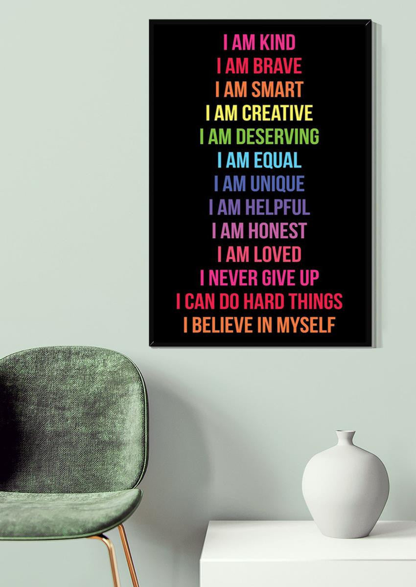 Positive Inspiration Rainbow Affirmations Equality Wall Art For Home Decor Housewarming Canvas Gallery Wrapped Canvas Framed Gift Idea Framed Prints, Canvas