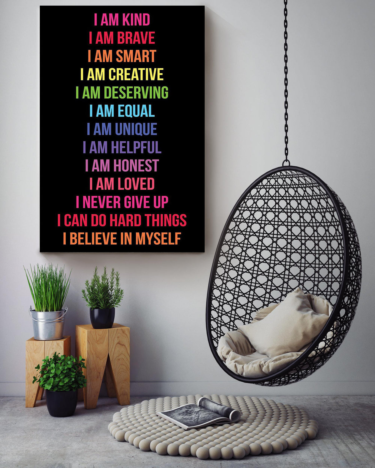 Positive Inspiration Rainbow Affirmations Equality Wall Art For Home Decor Housewarming Canvas Gallery Wrapped Canvas Framed Gift Idea Framed Prints, Canvas