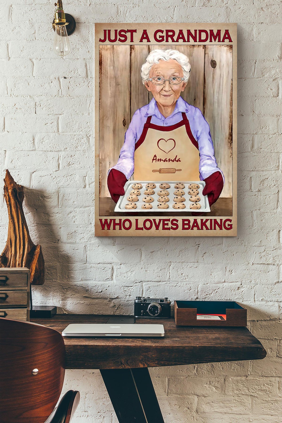 Just A Grandma Who Loves Baking Funny Cute Poster Baker Cooking Gifts Chefs Cook Bake Cupcakes Pastry Bread Pies Cookies Canvas
