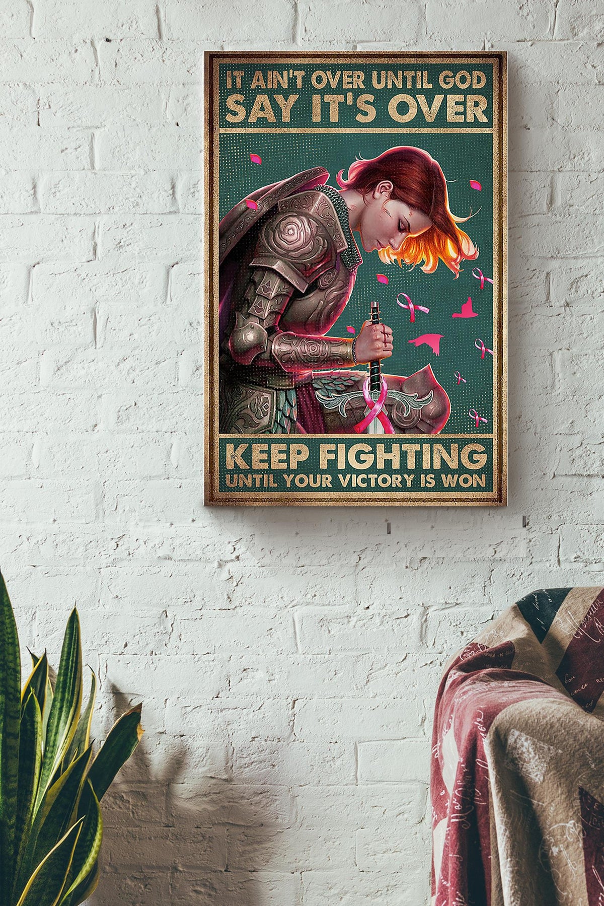 Keep Fighting Motivation Wall Art Breast Cancer Warrior Breast Cancer Is A Journey Triple Negative Breast Cancer Gift For The Breast Cancer Awareness Month Canvas Framed Prints, Canvas