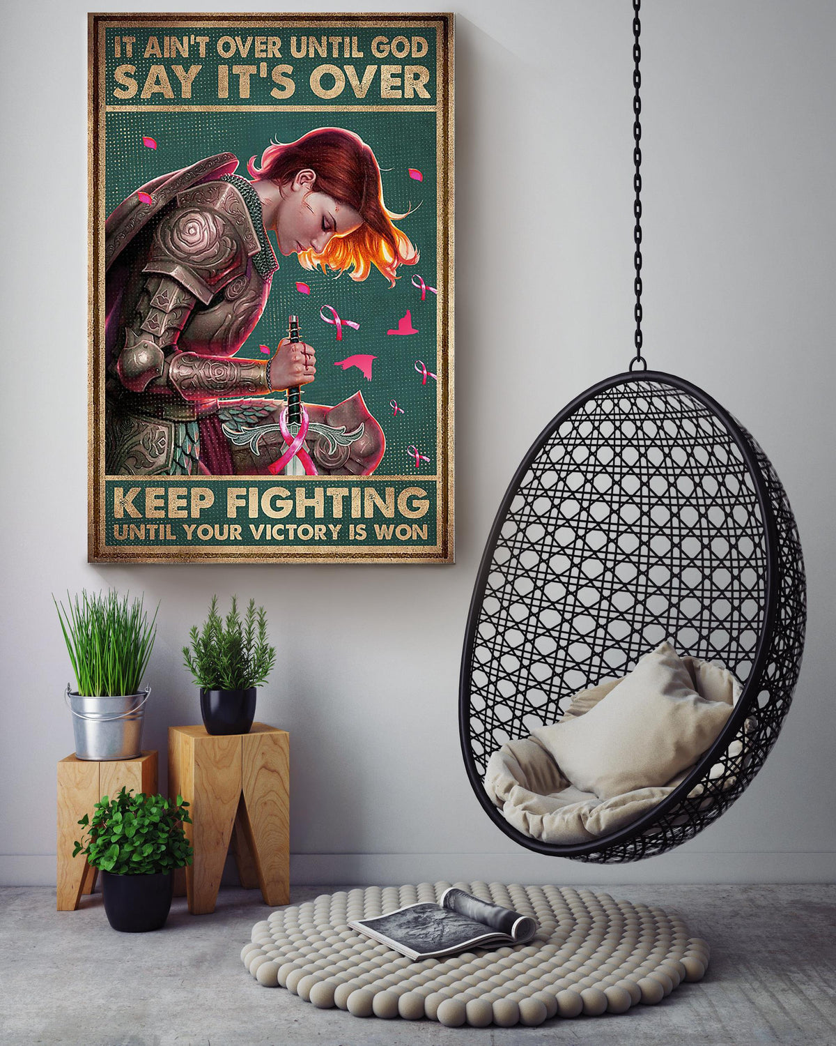 Keep Fighting Motivation Wall Art Breast Cancer Warrior Breast Cancer Is A Journey Triple Negative Breast Cancer Gift For The Breast Cancer Awareness Month Canvas Framed Prints, Canvas