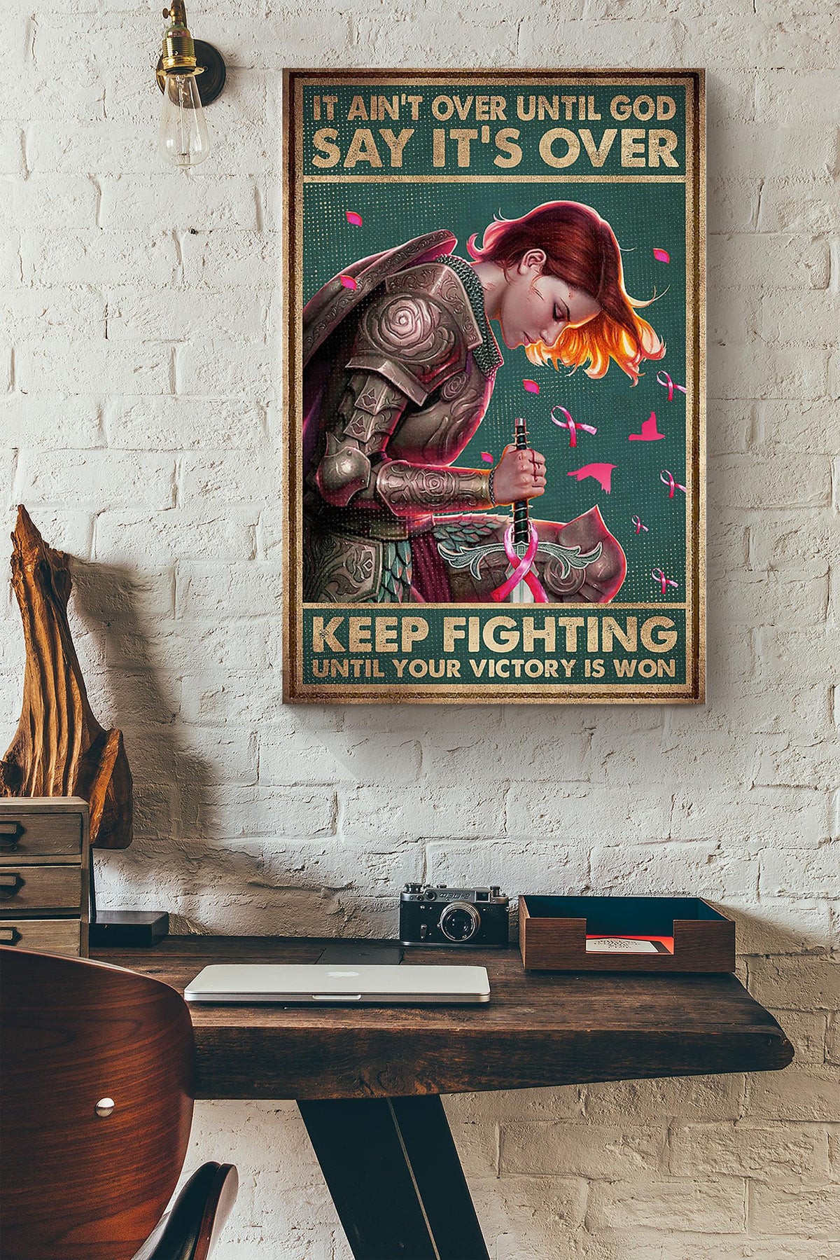 Keep Fighting Motivation Wall Art Breast Cancer Warrior Breast Cancer Is A Journey Triple Negative Breast Cancer Gift For The Breast Cancer Awareness Month Canvas Framed Prints, Canvas