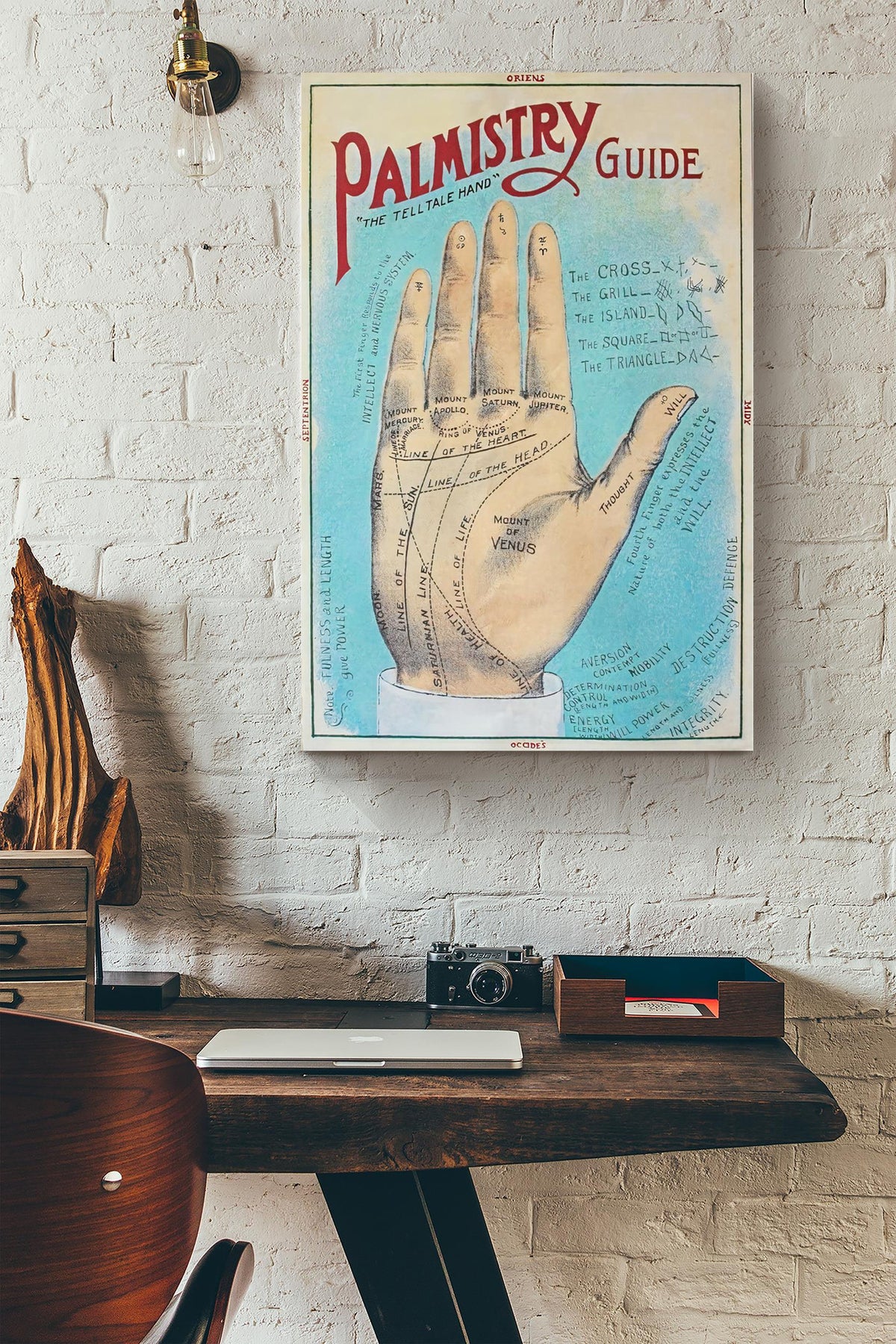 Palmistry Guide Science Wall Art Gift For Horoscope Viewer Canvas Framed Prints, Canvas