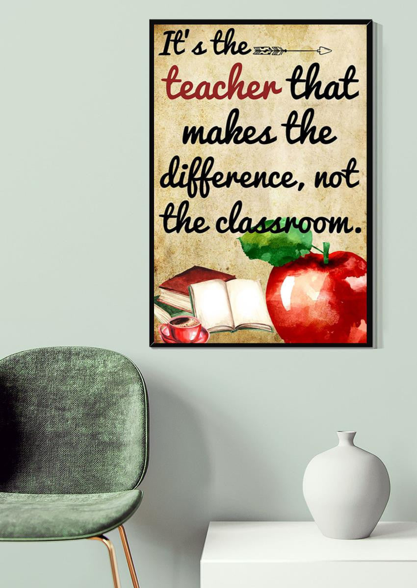 It's The Teacher That Makes The Difference Not Classroom Teacher Wall Art Gift For Teacher Day Closing Ceremony Canvas Framed Prints, Canvas