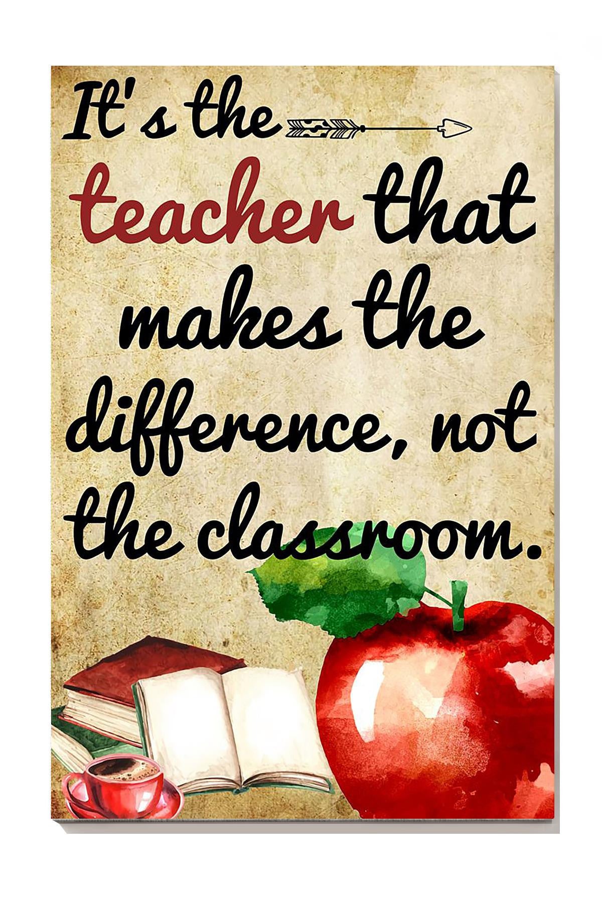 It's The Teacher That Makes The Difference Not Classroom Teacher Wall Art Gift For Teacher Day Closing Ceremony Canvas Framed Prints, Canvas