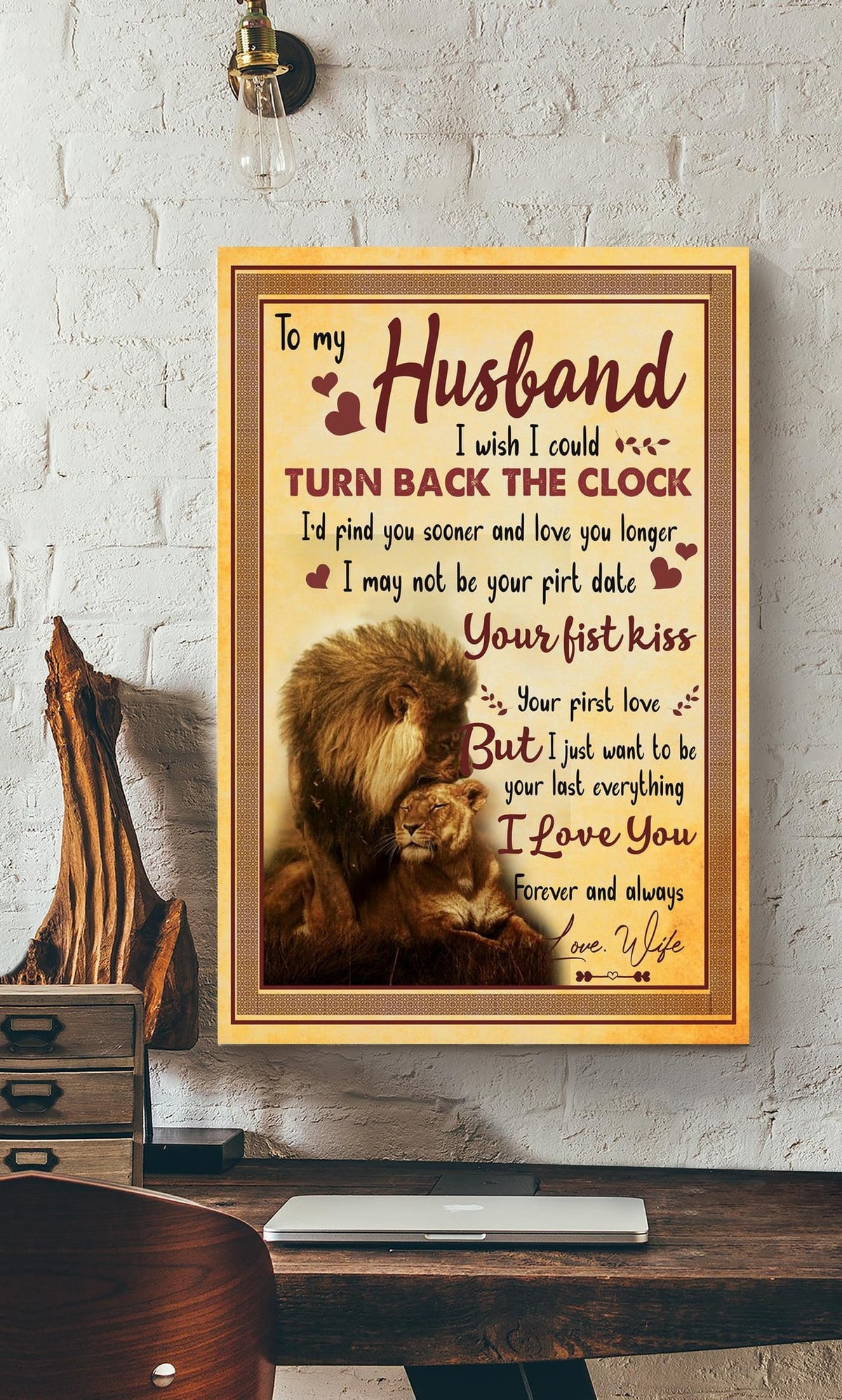 Loving Quote Wall Art From Wife To Husband Gift For Valentine Wedding Anniversary 02 Canvas Framed Prints, Canvas