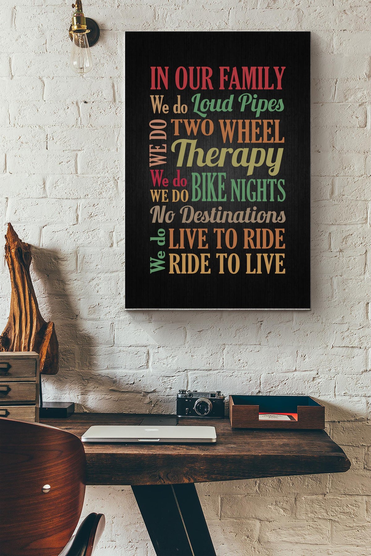 In Our Family We Do Loud Pipes Two Wheel Bike Nights Live To Ride Canvas Gallery Wrapped Canvas Framed Gift Idea