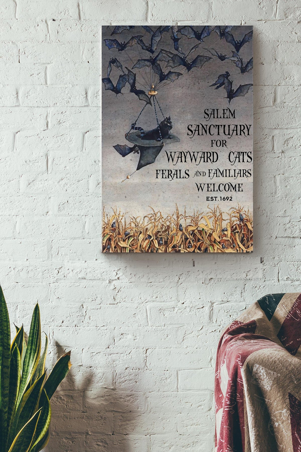 Salem Sanctuary Poster Halloween Wall Art Gift For Sabrina Fan Blackcat Foster Canvas Framed Prints, Canvas