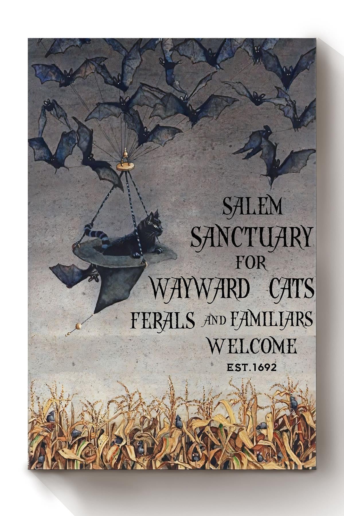 Salem Sanctuary Poster Halloween Wall Art Gift For Sabrina Fan Blackcat Foster Canvas Framed Prints, Canvas