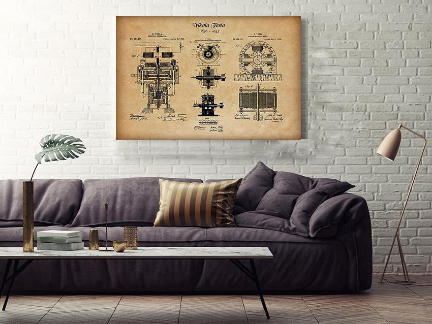 Nikola Tesla's Blueprint Mechanical Knowledge Knowledge Gift For Engineer Car Repair Shop Decor