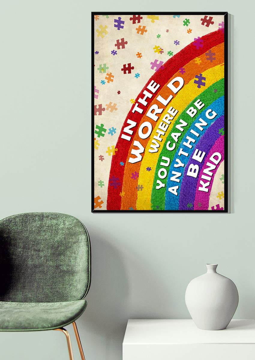 In The World Where You Can Be Anything Be Kind Wall Art For Lgbt Lesbian Gay Idahot Pride Month Canvas Gallery Wrapped Canvas Framed Gift Idea Framed Prints, Canvas