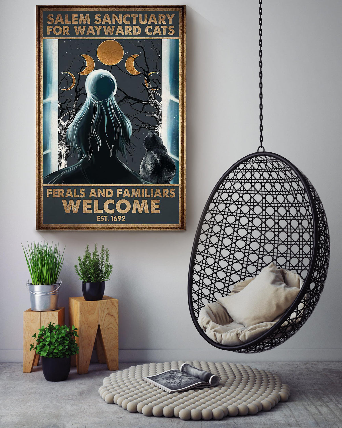 Salem Sanctuary For Waywrd Cats Halloween Wall Decor Gift For Pumpkin Carving Ideas Halloween Decorations Witch Lover Canvas
