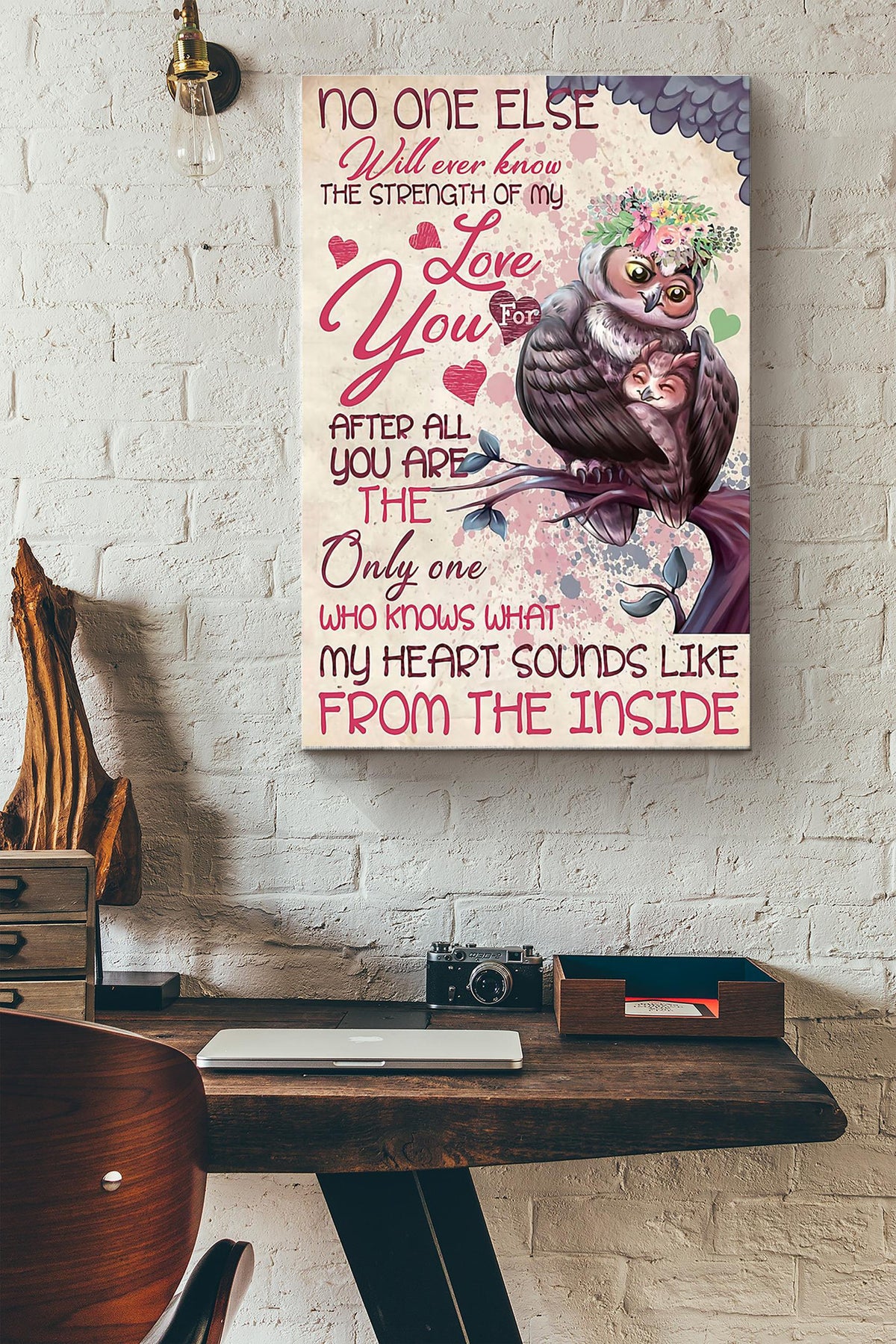 Owl Family I Lover You Poster - Animal Wall Art - Owl Owl Print Gift For Animal Lover Canvas Gallery Wrapped Canvas Framed Gift Idea Framed Prints, Canvas